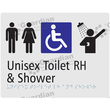 Unisex Toilet RH and Shower in Silver (230x180) [GBS-03UTRHS-SV]