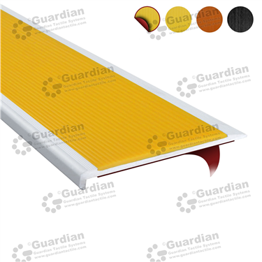 Guardian Slimline Stairnosings, supplied with Yellow Polyurethane Insert, Double-sided Tape [GSN-SLR-PYL-DST]